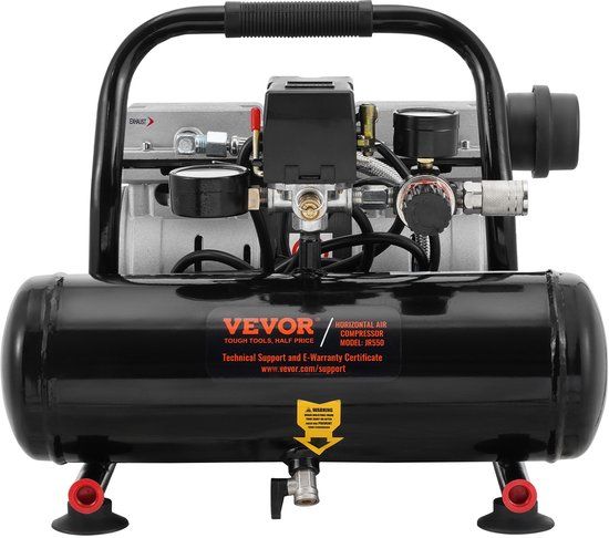 VEVOR Luchtcompressor, 4L ketel, olievrije persluchtcompressor 635W, 1,5CFM, max. 120PSI druk, 68dB ultrastille compressor, fluistercompressor voor autoreparatie, bandenvulling, spuitlak