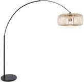 Steinhauer Zwarte Vloerlamp met Uitschuifbare Bamboe Kap 240cm - Breeza-Beache 4149ZW