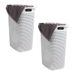 Mind Reader Basket Collection, slanke wasmand, inhoud 60 liter, uitgesneden handgrepen, bevestigd scharnierend deksel, geventileerd, set van 2, wit