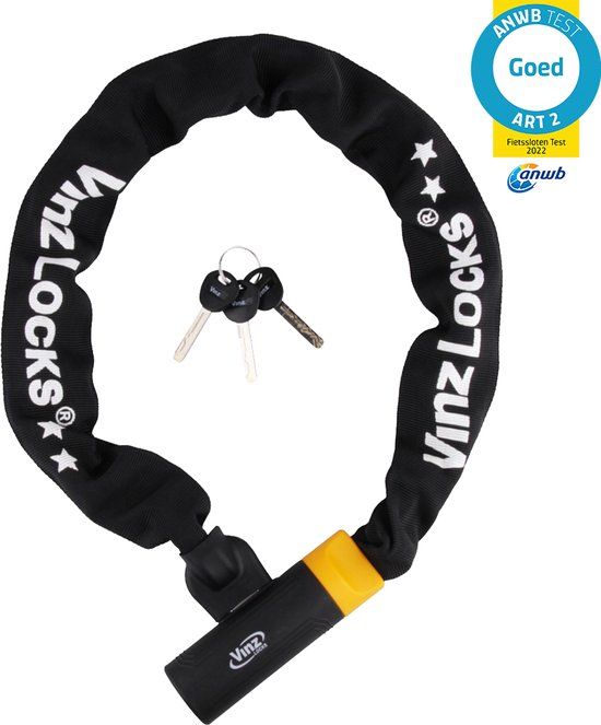 VINZ Locks VINZ Salado ART 2 Kettingslot 90cm - Antraciet - ART2 Goedgekeurd - Geschikt voor diverse fietstypes