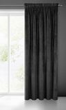 Eurofirany Villa Gordijn, fluweel, zacht, plooiband, 1 stuk, edel gordijn, dik, 290 g/m2, elegant, glad, effen, wollig, modern, klassiek, woonkamer, slaapkamer, lounge, zwart, 140 x 270 cm