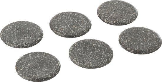 J-Line Marmer Onderzetters - Set van 6 - Grijs - Rond - 10 cm