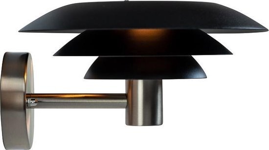 Dyberg Larsen wandlamp DL25 Outdoor 20W aluminium zwart/zilver