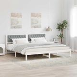 vidaXL Bedframe Lichtgrijs 200 x 200 cm Massief grenenhout
