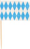 Merkloos 200x Cocktailprikkers blauw/witte ruit - Beieren Oktoberfest/Bierfeest thema versiering