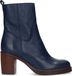 Manfield - Dames - Blauwe leren enkellaarsjes met hak - Maat 42