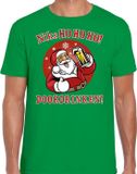 Bellatio Decorations Bol Fout Kerst t-shirt - Bier drinkende Santa ho ho ho - groen - voor heren - kersttruien - kerstkleding / kerst outfit M