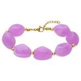 Lucardi - Dames Stainless steel armband kralen voor dames - Armband - Staal - Goudkleurig - 21 cm