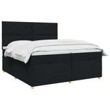 vidaXL Boxspringbed met matras met hoofdeinde Zwart 200 x 200 cm Stof