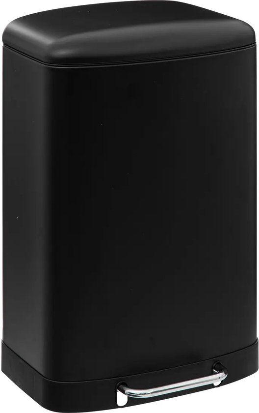 5Five Prullenbak/pedaalemmer - zwart - metaal - 50 liter