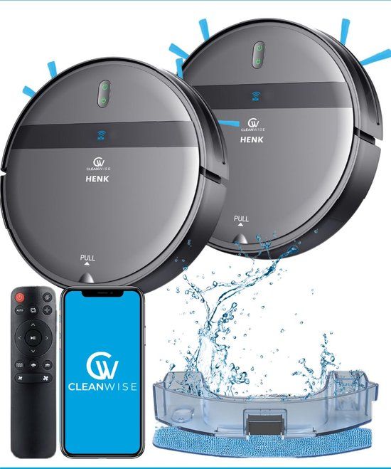 CleanWise Henk Duo Pack Robotstofzuiger met dweilfunctie en laadstation