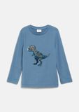 s.Oliver T-shirt en Coton Bleu à Manches Longues et Motif à Paillettes pour Enfants