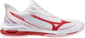 Mizuno Dames Tennisschoenen Wave Exceed Tour 7 AC Wit/Fiery Rood/Rozeesque Maat 42.5
