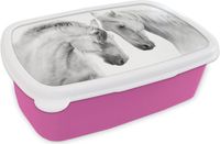MuchoWow Broodtrommel Roze Paard - Lunchbox - 18x12x6 cm - BPA-vrij