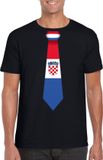 Bellatio Decorations Shoppartners Bv Zwart t-shirt met Kroatische vlag stropdas heren - Kroatie supporter XL