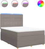 vidaXL Boxspring met matras stof taupe 160x200 cm