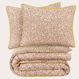 NOUS Living Housse de couette en coton à fleurs marron 240x220 cm