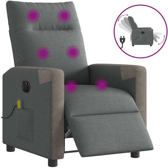 vidaXL Massagestoel elektrisch verstelbaar stof donkergrijs