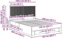 vidaXL Bedframe met opbergruimte en hoofdbord Betongrijs Bewerkt hout