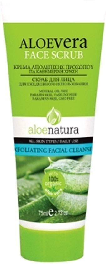 Aloenatura AloÃ« Vera Gezicht Scrub 75ml 100% Biologisch geteelde producten - Parabenen vrij - Vaseline vrij - Minerale Olie vrij - Propyleenglycol vrij