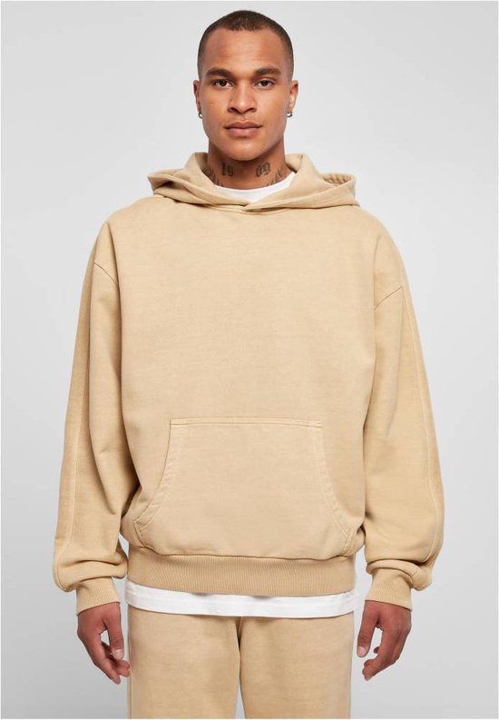 Urban Classics Heavy Terry Garment Dye Hoodie - Men - Beige - M