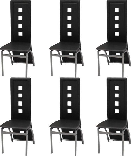 vidaXL Eetkamerstoelen 6 stuks Kunstleer Zwart