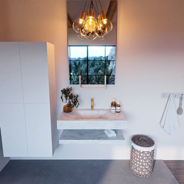 MONDIAZ ALAN-DLUX Badkamermeubelset 90cm Opalo met vrijhangende wastafel 1 kraangat