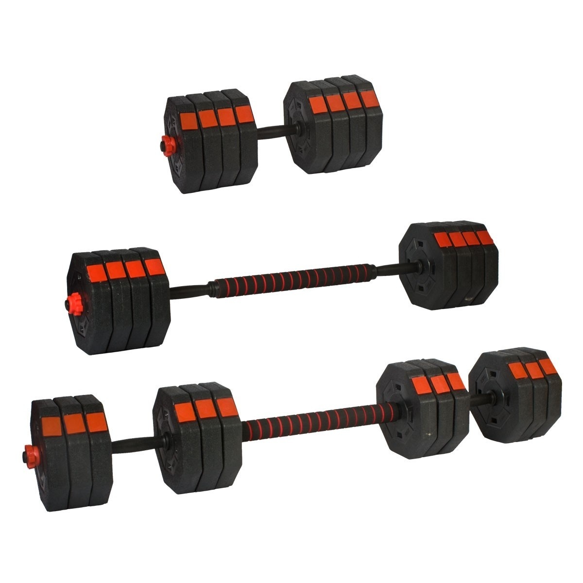 Viking Choice Verstelbare dumbbells - Halterset - 2x 15 kg - zwart-rood