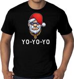 Bellatio Decorations Shoppartners Bv Grote maten Gangster / rapper Santa fout Kerstshirt / Kerst t-shirt zwart voor heren XXXL