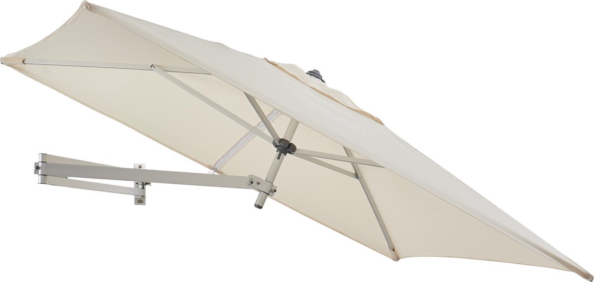 Acaza Easysol Rechthoekige Muurparasol - 200 x 140 cm - Parasol voor Muur of Wand - Gebroken Wit