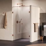 Brauer Void - Porte de douche - Verre clair - 110 x 200 cm - Réversible - Porte battante - Revêtement verre - Cuivre PVD brossé