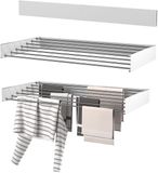 Wasophoogte® Wanddroogrek - Wasrek inklapbaar - Wasrek Hangend - Droogrek inklapbaar - 120cm - 8,4m drooglengte - inclusief boormal