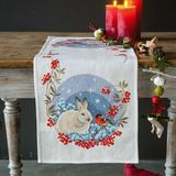 VERVACO Tafelloper Borduurwerk Kit SNEEUWHAAS & PUTTER Kruissteek Borduurpakket Telpatroon 32 x 84 cm Tafellinnen Decor Handwerken Pakket Knutselen voor Volwassenen Creatief Cadeau