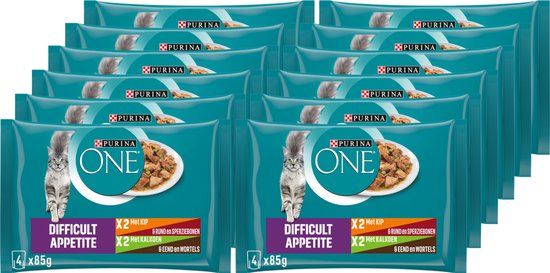 Purina ONE Difficult Appetite Kattenvoer Natvoer - Kip - 48 x 85 g