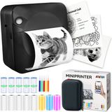 AgoDeo Wission B.V. Mini Printer voor Mobiel - 300 DPI - Fotoprinter voor Smartphone - Mini Pocket Printer - Zwart