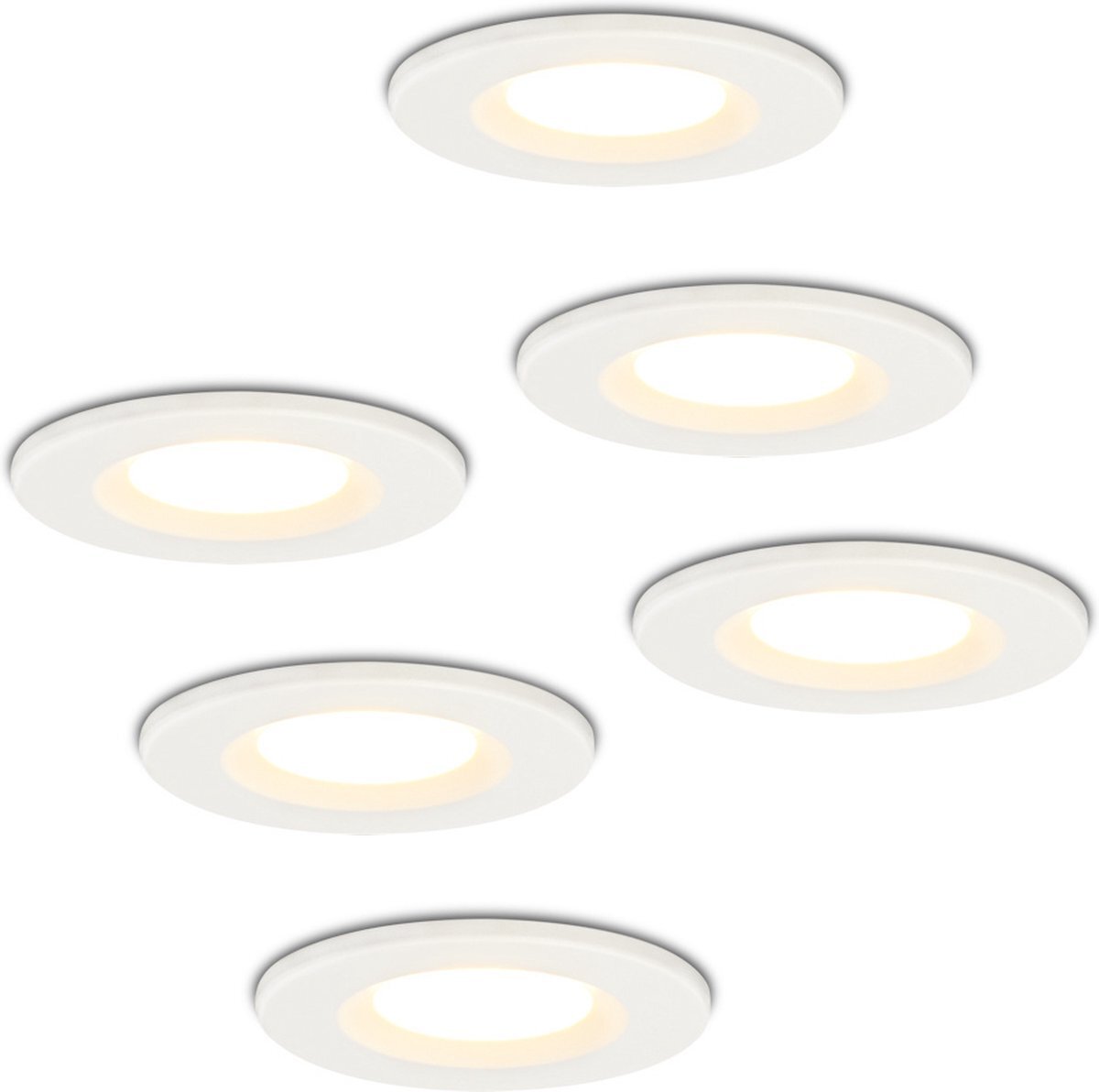 HOFTRONIC Set van 6 Venezia - LED Inbouwspots voor badkamer, binnen en buiten - 6 Watt 460 lumen - Zaagmaat: Ø60-75 mm - IP65 waterdicht - Dimbaar - Wit - Zeer warm wit tot warm wit (dim to warm) - Plafondspots inbouw