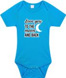 Bellatio Decorations Shoppartners Bv Love you to the moon and back tekst baby rompertje blauw baby jongens - Kraamcadeau / babyshower - Babykleding 68