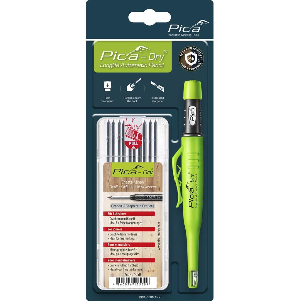 Pica Dry Markeerpotlood Bundel - LongLife Marker 3030 - Incl. 10x Grafiet Navulling 4030