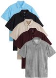 Next - Heren - Set van 5 jersey MotionFlex polo's met korte mouwen en standaard pasvorm - Zwart