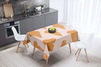 Bonamaison Tafelkleed, Anti-Mold, Sneldrogend, Waterdicht, 100% Polyester Tafellaken, Oranje, gebroken wit, 140 x 140 Cm