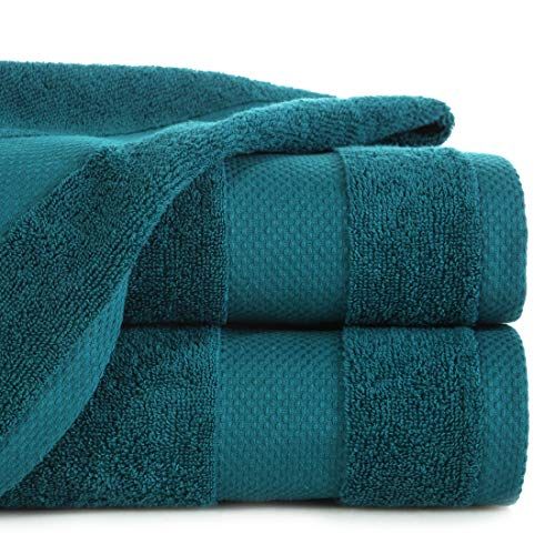 Eurofirany Andrea Handdoekenset, badhanddoek, saunahanddoek, washandje, luxe kwaliteit, absorberend, 100% katoen, 400 g/m², verpakking van 3 en 6 stuks, turquoise, 50 x 90 cm/1 stuk. 6 stuks, 6 stuks