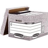 Bankers Box Archiefdoos met deksel, systeemserie, extra stabiel, voor mappen, ringmappen, archiefdozen, hangmappen, van 100% gerecycled golfkarton, kleur: grijs/wit, 10 stuks