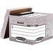 Bankers Box Archiefdoos met deksel, systeemserie, extra stabiel, voor mappen, ringmappen, archiefdozen, hangmappen, van 100% gerecycled golfkarton, kleur: grijs/wit, 10 stuks