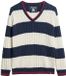 Superdry - Oversized kabeltrui met V-hals en strepen - Dames - Trui