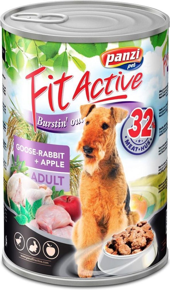 Panzi-Pet Fit Active - Hondenvoer - Blikvoer - Goose & Rabbit - 8 x 1240g