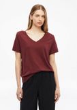s.Oliver T-shirt V-hals Korte mouw Linnen Bordeaux 34