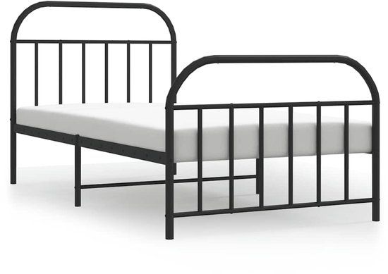vidaXL Bedframe met hoofd- en voeteneinde metaal zwart 100x200 cm