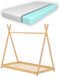 en.casa Lit enfant Vimpeli tipi avec matelas bambou 70x140 cm couleur bois