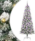 vidaXL Kunstmatige Hinged Kerstboom 300 LED's Groen en Wit 180 cm