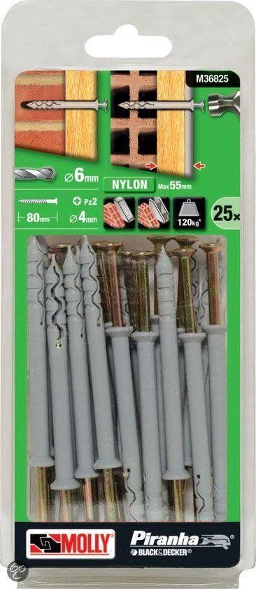 Molly Hamerplug 6x80mm - 25 stuks - Geel